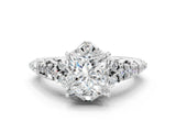White gold Princess Cut Diamond Solitaire Ring with Hidden Halo and Pavé Band_33