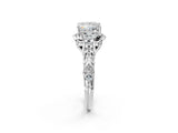White gold Princess Cut Diamond Solitaire Ring with Hidden Halo and Pavé Band_35