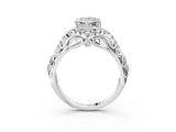 White gold Princess Cut Diamond Solitaire Ring with Hidden Halo and Pavé Band_36