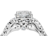 White gold Princess Cut Diamond Solitaire Ring with Hidden Halo and Pavé Band_37