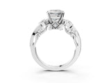 White gold Princess Cut Diamond Solitaire Ring with Milgrain Pavé Band and Four-Prong Setting_267