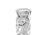 White gold Princess Cut Diamond Solitaire Ring with Milgrain Pavé Band and Four-Prong Setting_269