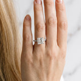 White gold Princess Cut Diamond Solitaire Ring with Pavé Accents and Four-Prong Setting_133