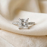 White gold Princess Cut Diamond Solitaire Ring with Pavé Accents and Four-Prong Setting_135