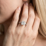 White gold Princess Cut Diamond Solitaire Ring with Pavé Band and Four-Prong Setting_362