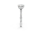 White gold Princess Cut Diamond Solitaire Ring with Pavé Band and Hidden Halo_62