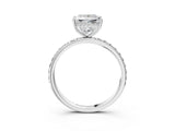 White gold Princess Cut Diamond Solitaire Ring with Pavé Band and Hidden Halo_63