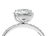 White gold Princess Cut Diamond Solitaire Ring with Pavé Band and Hidden Halo_64