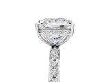 White gold Princess Cut Diamond Solitaire Ring with Pavé Band and Hidden Halo_65