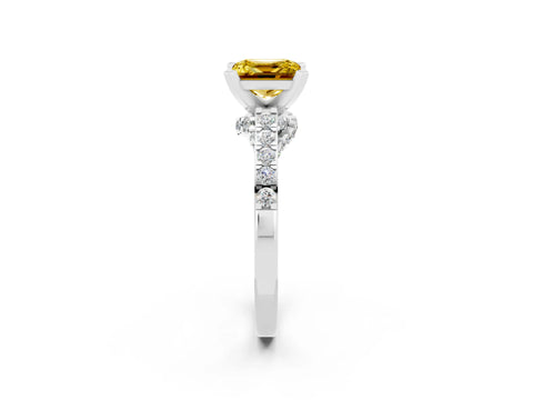 White gold Princess Cut Diamond Solitaire Ring with Pavé Band and Prong Setting_14