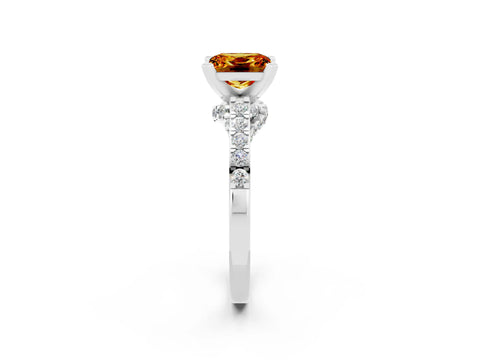 White gold Princess Cut Diamond Solitaire Ring with Pavé Band and Prong Setting_14