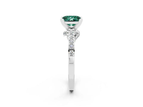 White gold Princess Cut Diamond Solitaire Ring with Pavé Band and Prong Setting_14