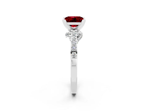 White gold Princess Cut Diamond Solitaire Ring with Pavé Band and Prong Setting_14