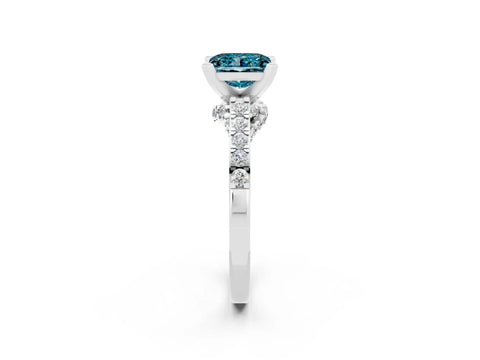 White gold Princess Cut Diamond Solitaire Ring with Pavé Band and Prong Setting_14