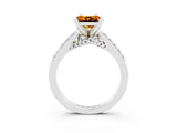 White gold Princess Cut Diamond Solitaire Ring with Pavé Band and Prong Setting_15