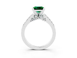 White gold Princess Cut Diamond Solitaire Ring with Pavé Band and Prong Setting_15