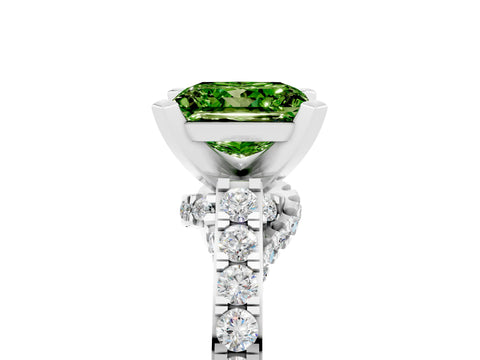 White gold Princess Cut Diamond Solitaire Ring with Pavé Band and Prong Setting_17