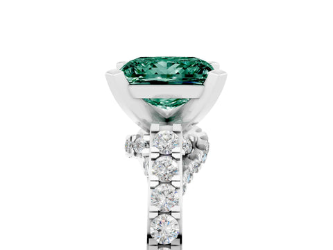 White gold Princess Cut Diamond Solitaire Ring with Pavé Band and Prong Setting_17