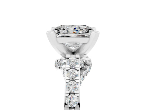 White gold Princess Cut Diamond Solitaire Ring with Pavé Band and Prong Setting_17