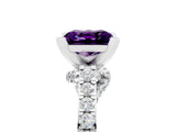 White gold Princess Cut Diamond Solitaire Ring with Pavé Band and Prong Setting_5