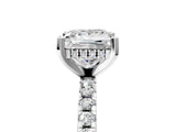 White gold Princess Cut Diamond Solitaire Ring with Round  Pavé Band and Four-Prong Setting_77