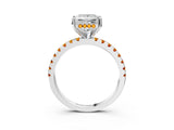 White gold Princess Cut Diamond Solitaire Ring with Round with Citrine side stone Pavé Band and Four-Prong Setting_15