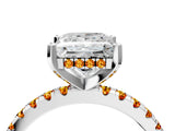 White gold Princess Cut Diamond Solitaire Ring with Round with Citrine side stone Pavé Band and Four-Prong Setting_16