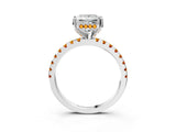 White gold Princess Cut Diamond Solitaire Ring with Round with Citrine side stone Pavé Band and Four-Prong Setting_39