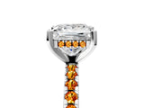 White gold Princess Cut Diamond Solitaire Ring with Round with Citrine side stone Pavé Band and Four-Prong Setting_41