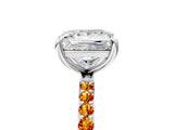 White gold Princess Cut Diamond Solitaire Ring with Round with Citrine side stone Pavé Band and Prong Setting_17