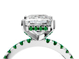 White gold Princess Cut Diamond Solitaire Ring with Round with Emerald side stone Pavé Band and Four-Prong Setting_40