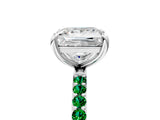 White gold Princess Cut Diamond Solitaire Ring with Round with Emerald side stone Pavé Band and Prong Setting_17
