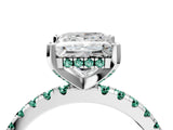 White gold Princess Cut Diamond Solitaire Ring with Round with Green Sapphire side stone Pavé Band and Four-Prong Setting_40