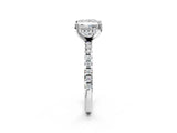White gold Princess Cut Diamond Solitaire Ring with Round with Moissanite side stone Pavé Band and Four-Prong Setting_14