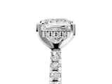 White gold Princess Cut Diamond Solitaire Ring with Round with Moissanite side stone Pavé Band and Four-Prong Setting_17