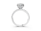 White gold Princess Cut Diamond Solitaire Ring with Round with Moissanite side stone Pavé Band and Four-Prong Setting_27