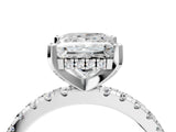 White gold Princess Cut Diamond Solitaire Ring with Round with Moissanite side stone Pavé Band and Four-Prong Setting_28