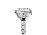 White gold Princess Cut Diamond Solitaire Ring with Round with Moissanite side stone Pavé Band and Four-Prong Setting_41