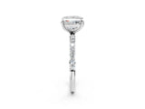 White gold Princess Cut Diamond Solitaire Ring with Round with Moissanite side stone Pavé Band and Prong Setting_2