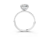 White gold Princess Cut Diamond Solitaire Ring with Round with Moissanite side stone Pavé Band and Prong Setting_3