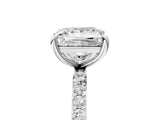 White gold Princess Cut Diamond Solitaire Ring with Round with Moissanite side stone Pavé Band and Prong Setting_5