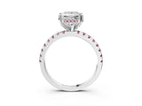 White gold Princess Cut Diamond Solitaire Ring with Round with Morganite side stone Pavé Band and Four-Prong Setting_15