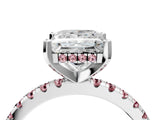 White gold Princess Cut Diamond Solitaire Ring with Round with Morganite side stone Pavé Band and Four-Prong Setting_16