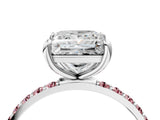 White gold Princess Cut Diamond Solitaire Ring with Round with Morganite side stone Pavé Band and Prong Setting_16