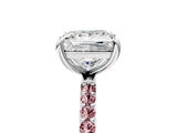 White gold Princess Cut Diamond Solitaire Ring with Round with Morganite side stone Pavé Band and Prong Setting_17