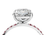 White gold Princess Cut Diamond Solitaire Ring with Round with Morganite side stone Pavé Band and Prong Setting_4