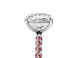 White gold Princess Cut Diamond Solitaire Ring with Round with Morganite side stone Pavé Band and Prong Setting_5