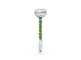 White gold Princess Cut Diamond Solitaire Ring with Round with Peridot side stone Pavé Band and Prong Setting_26