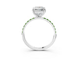 White gold Princess Cut Diamond Solitaire Ring with Round with Peridot side stone Pavé Band and Prong Setting_39