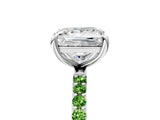 White gold Princess Cut Diamond Solitaire Ring with Round with Peridot side stone Pavé Band and Prong Setting_41